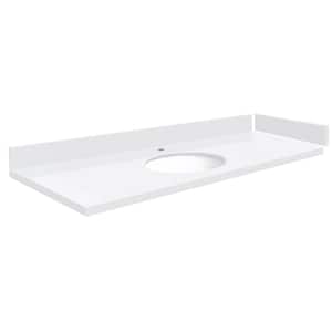 Silestone 55 in. W x 22.25 in. D Quartz White Round Single Sink Vanity Top in Miami White