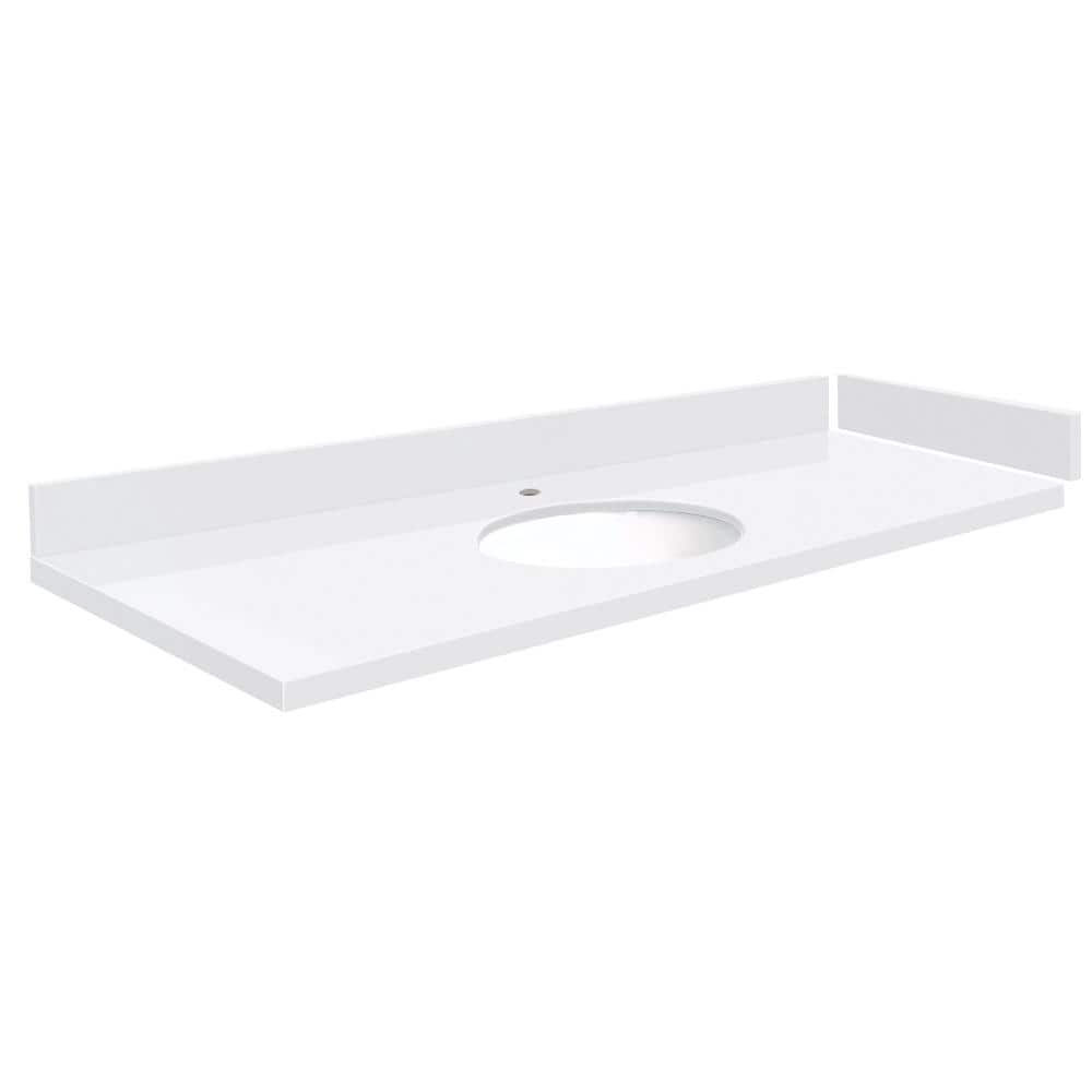 Transolid Silestone 5825 In W X 2225 In D Quartz White Round Single Sink Vanity Top In Miami 5461