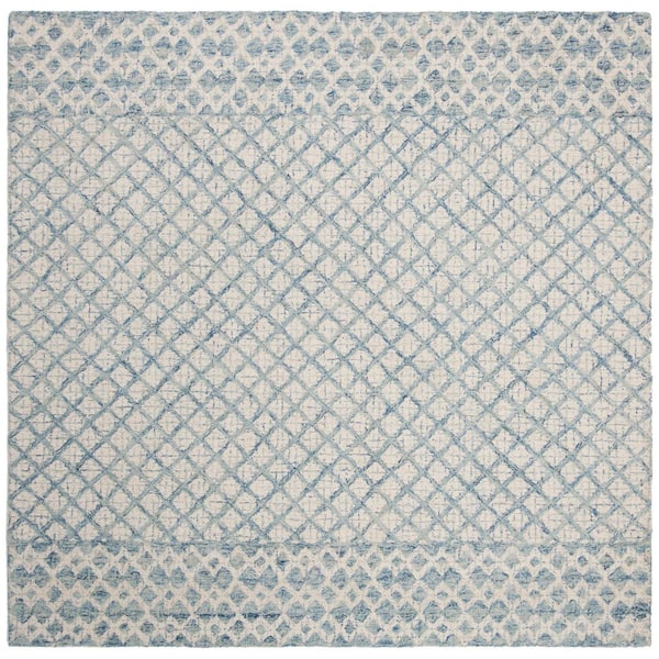SAFAVIEH Abstract Blue/Ivory 4 ft. x 4 ft. Geometric Distressed Square Area Rug
