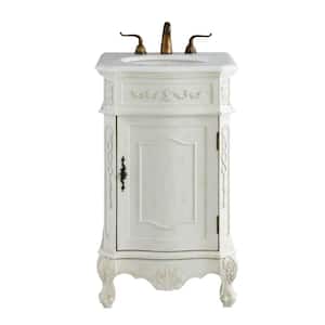 Simply Living 21 in. W x 19 in. D x 36 in. H Bath Vanity in Antique White with Ivory White Engineered Marble
