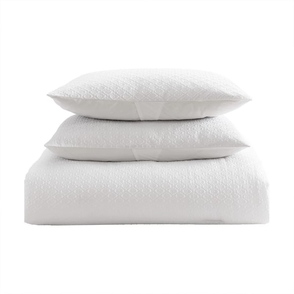 Laura Ashley Margaret 8-Piece White Microfiber King Bed in A Bag