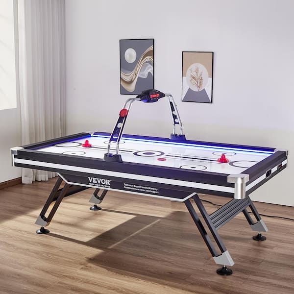 Air-Powered Hockey Table 89 in. Indoor Hockey Table for Kids and Adults LED Sports Hockey Game