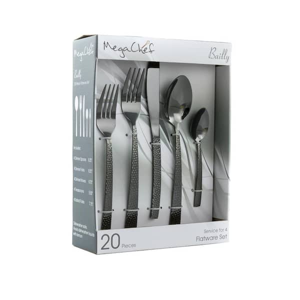 MegaChef Baily 20-Piece Black Stainless Steel Flatware Set (Service for 4)