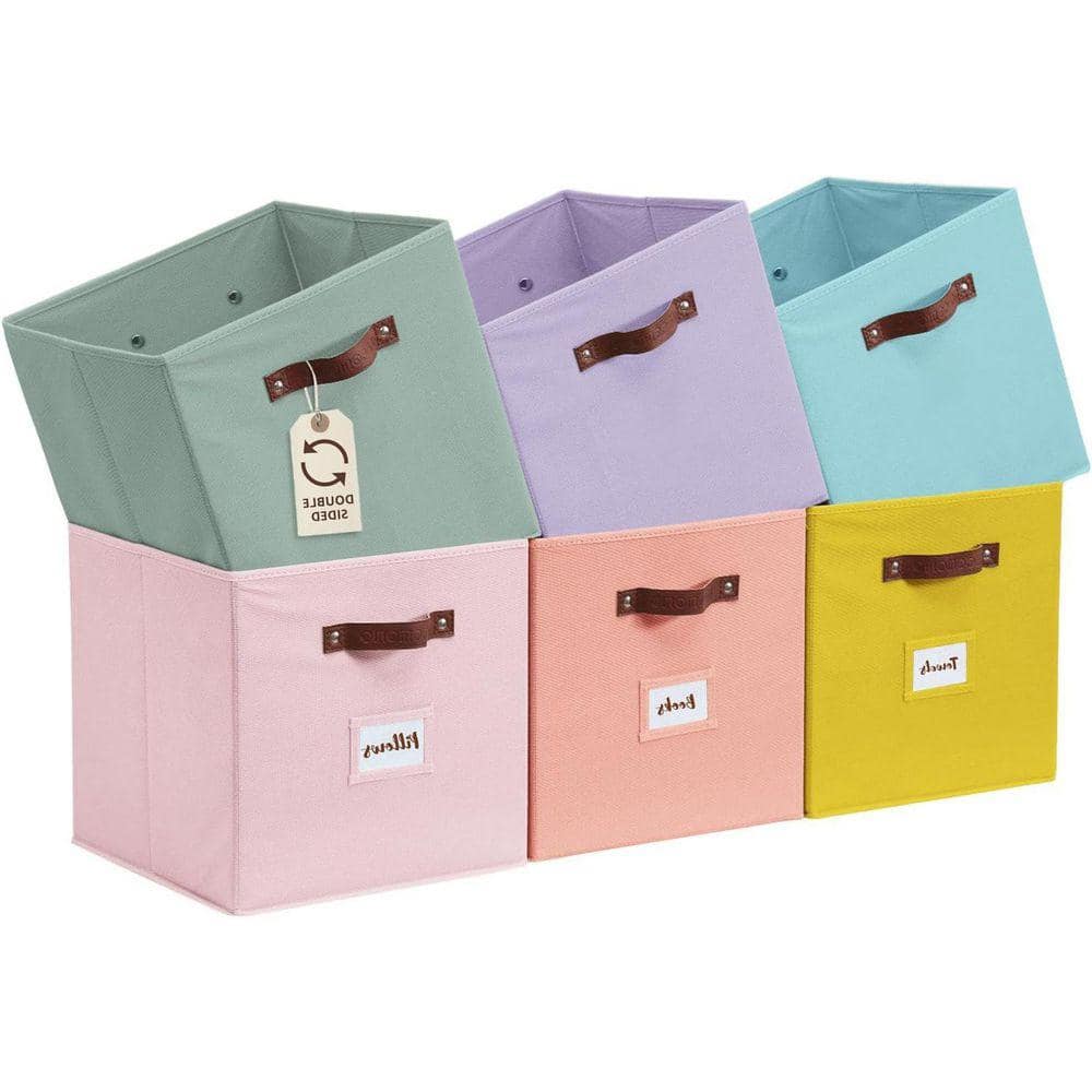 Multi-Colored 10.5 in. x 11 in. Fabric Decorative Basket Set of 6