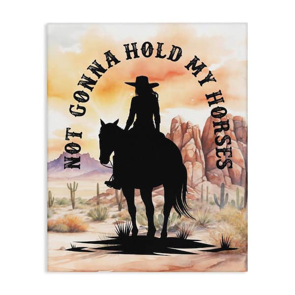 Stupell Industries Not Gonna Hold My Horses by Lettered and Lined Unframed People Graphic Art Print 30 in. x 24 in.