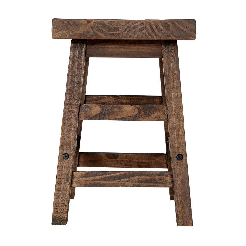 Pomona 20" Rustic Brown Reclaimed Wood Saddle Barstool