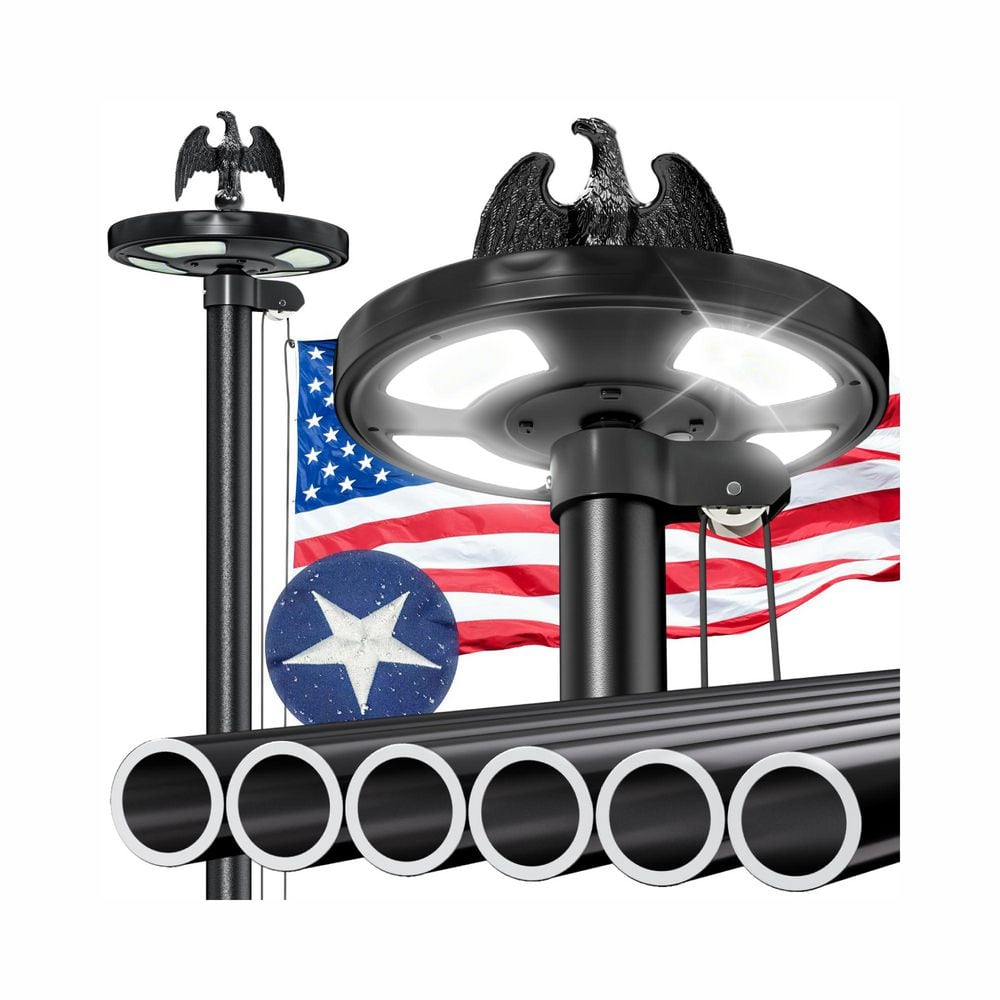 20 ft. Aluminum Telescoping Flagpole with 144 LED Solar Light, 12 Gauge Extra Thick Inground Flagpole, Rustproof price history on PriceWatchPro