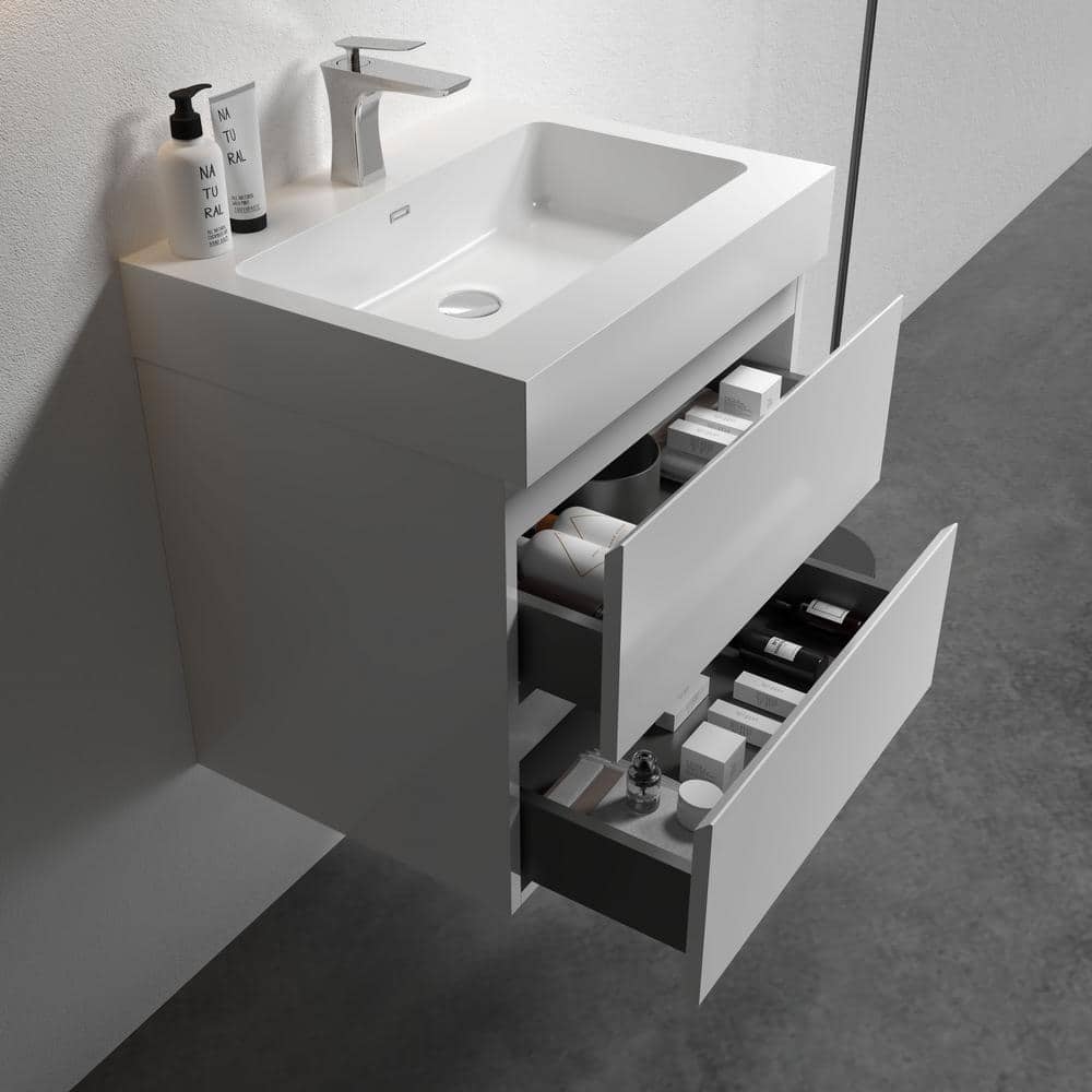 Alice 24" White MDF Floating Bathroom Vanity with Sink