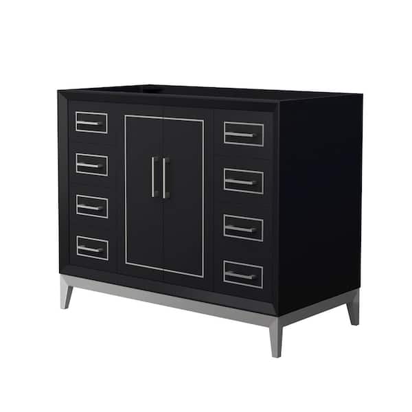 Wyndham Collection Marlena 41.75 in. W x 21.75 in. D x 34.5 in. H Single Bath Vanity Cabinet without Top in Black
