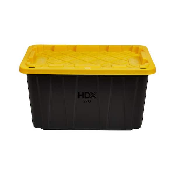 HDX - 27 Gal. Tough Storage Tote in Black and Yellow