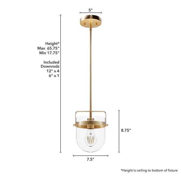 Hunter Karloff 3-Light Alturas Gold Transitional Clear Glass Bell LED Medium Hanging Kitchen Island Light