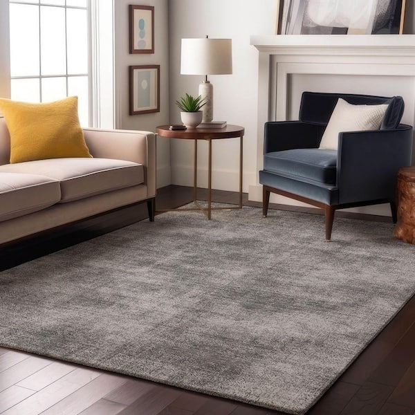 Mayfield Premium Machine Washable Abstract AMF1018 Gray 9 ft. x 12 ft. Area Rug