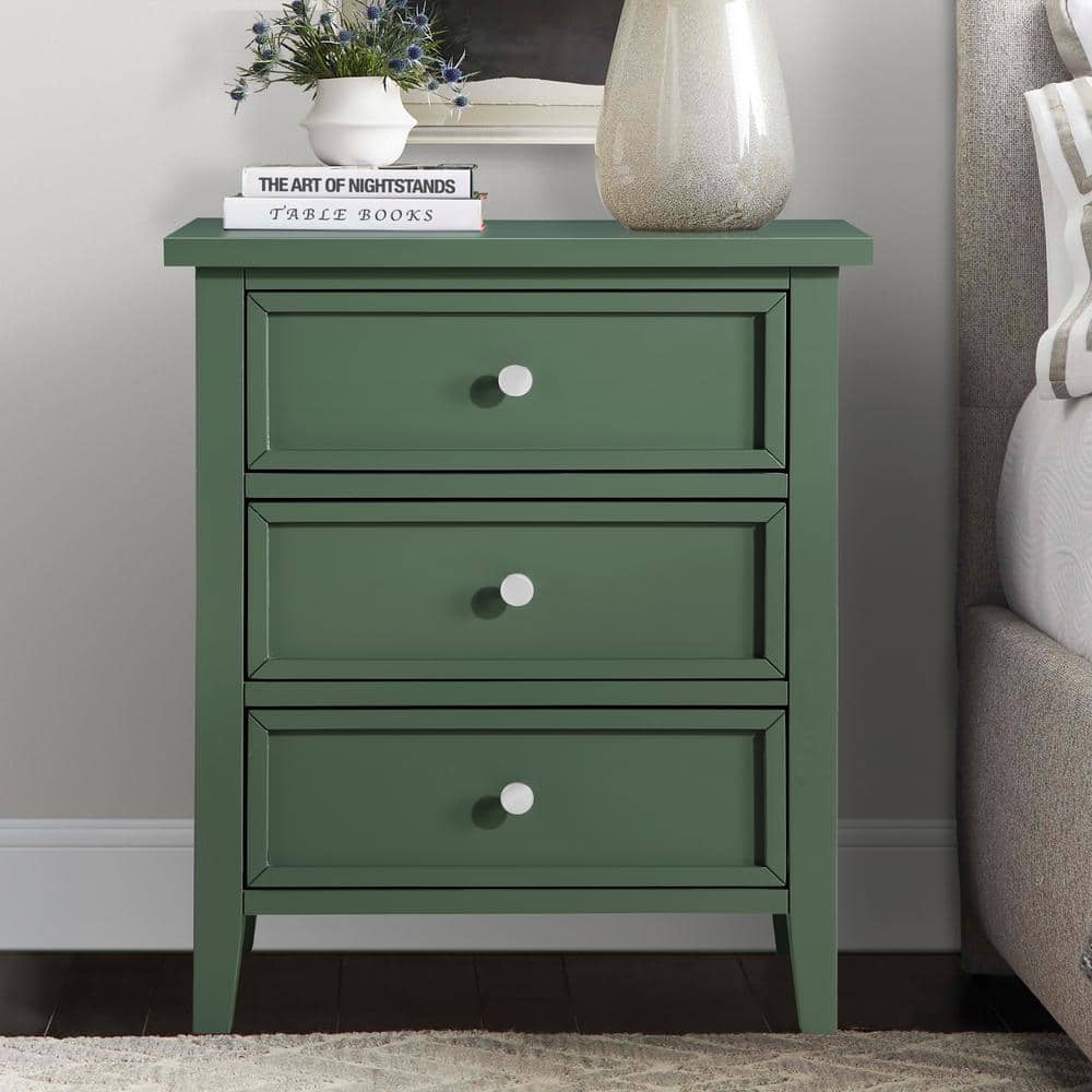 Lennon Vintage Green 3-Drawer 22.75 in. W Nightstand