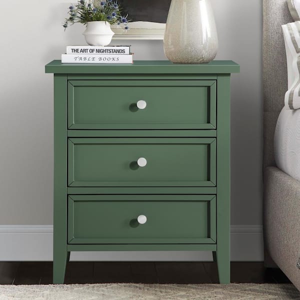 Unbranded Lennon Vintage Green 3-Drawer 22.75 in. W Nightstand