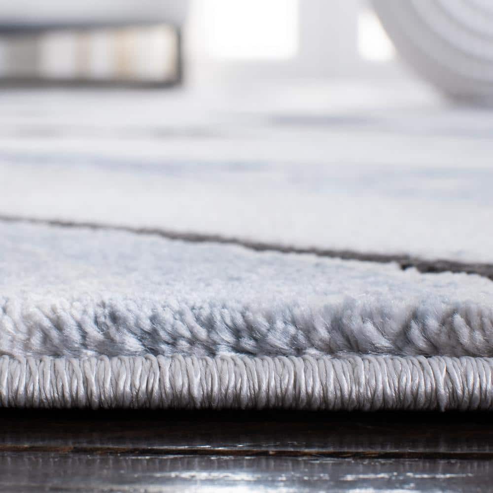 Abstract Swirls Hand-Knotted Runner Rug in Blue/Grey, 2'3" x 14'