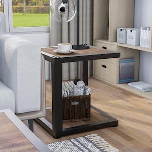 Xolo 22 in. Brown Square Wood End Table with 1-Shelf