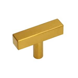 Brizza 2 in. (50 mm) Solid Gold Brushed Brass T-Bar Cabinet Knob (10-Pack)