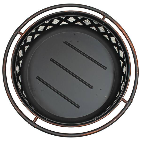 Sunnydaze Cross Weave 36 in. x 24 in. Large Round Steel Wood