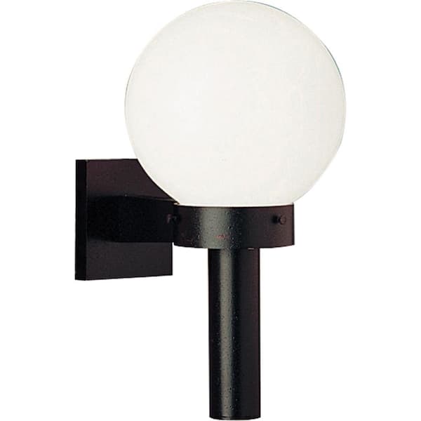 Acrylic Globe 1-Light Matte Black White Shatter-Resistant Acrylic Shade Modern Outdoor Wall Lantern Light