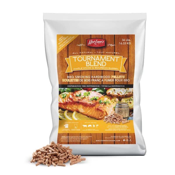 Maclean's OUTDOOR 36 lbs. Tournament Maple/Bourbon Blend All-Natural Hardwood Pellets for Grilling or Smoking