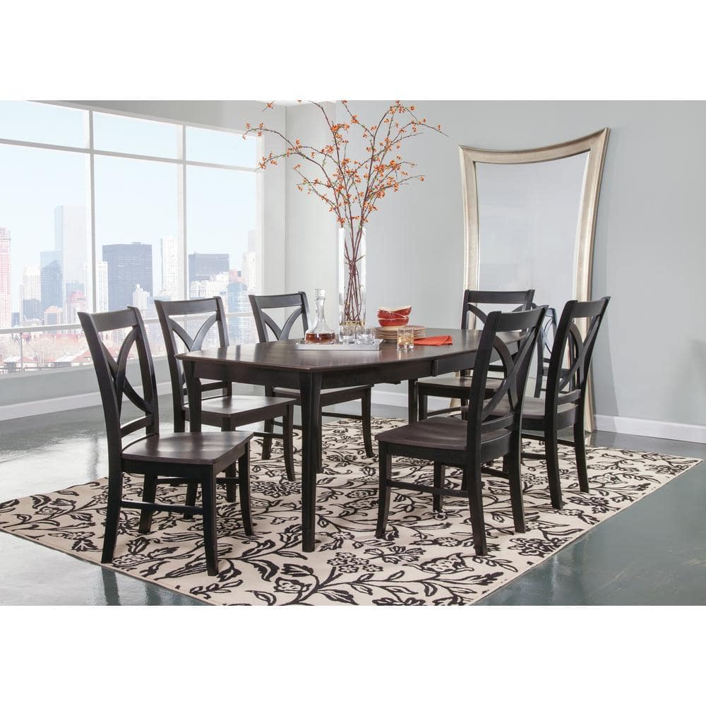 Black High Cross Back Solid Wood Dining Chair