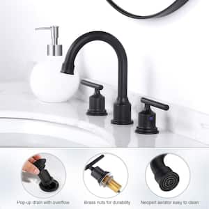 Modern 8 in. Widespread 2-Handle Bathroom Faucet in Black