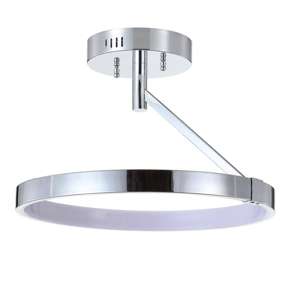 Polished Chrome 17.5" Contemporary LED Flush Mount - White Shade