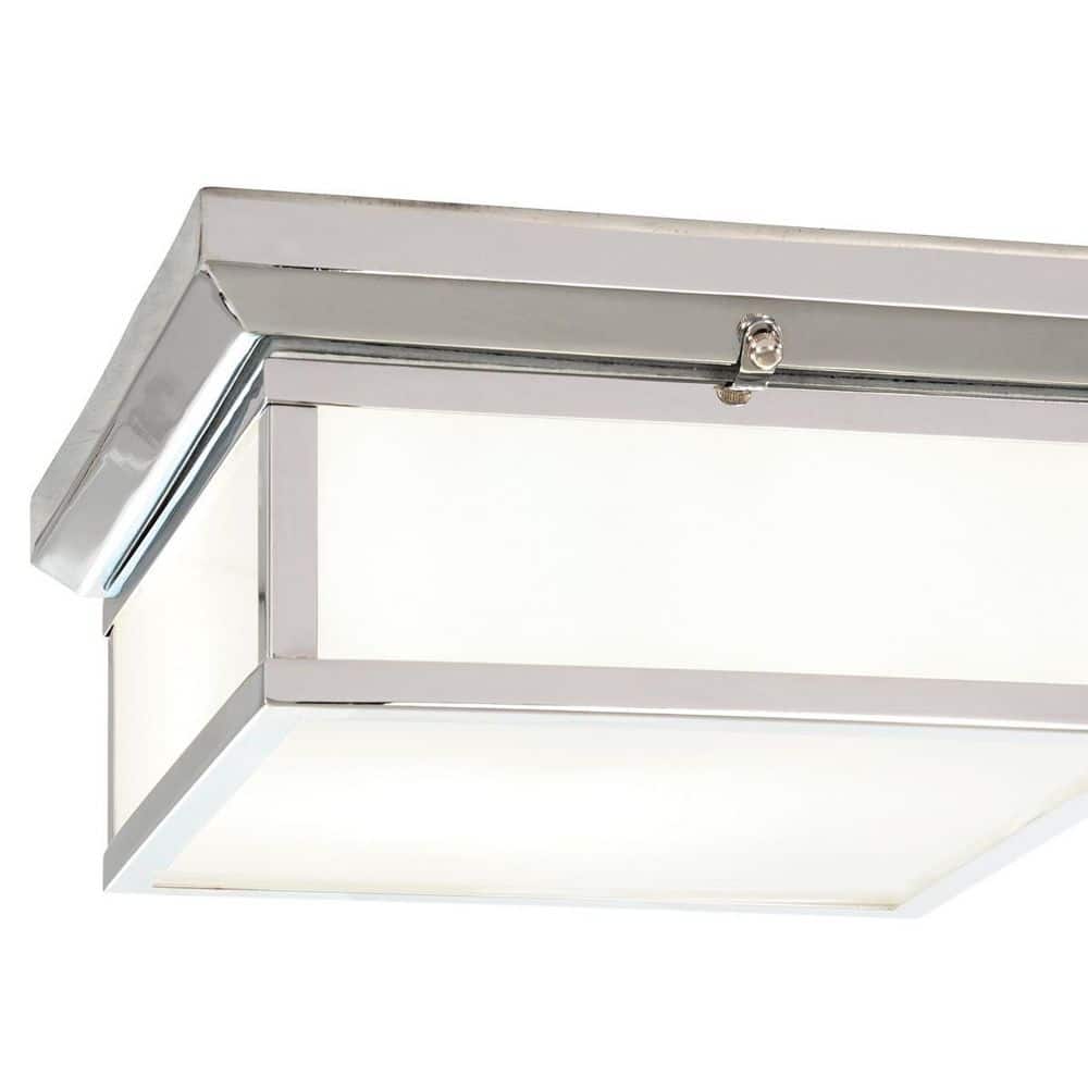 Elegant Polished Nickel Flush Mount Ceiling Light with White Glass