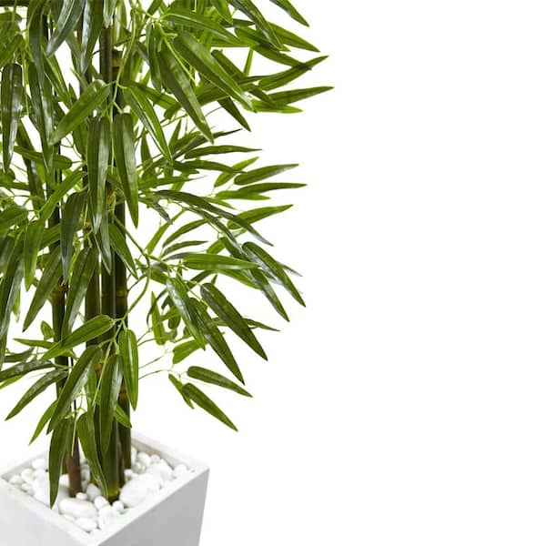 4.5' Bamboo Artificial Tree in White Tower Planter, Color: Green - JCPenney