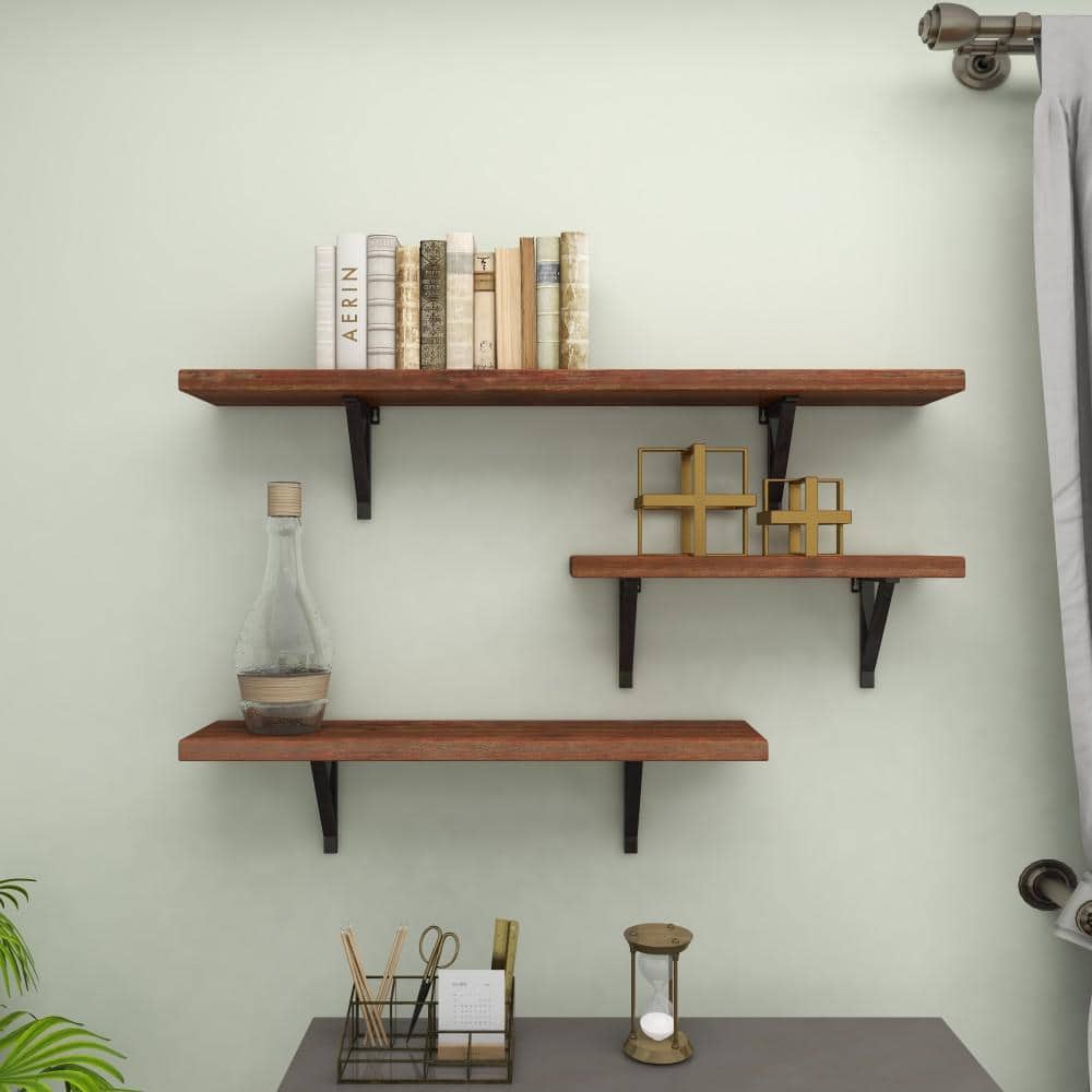 Litton Lane 11 in. x 32 in. White Wood Vintage Wall Shelf 92602 - The ...