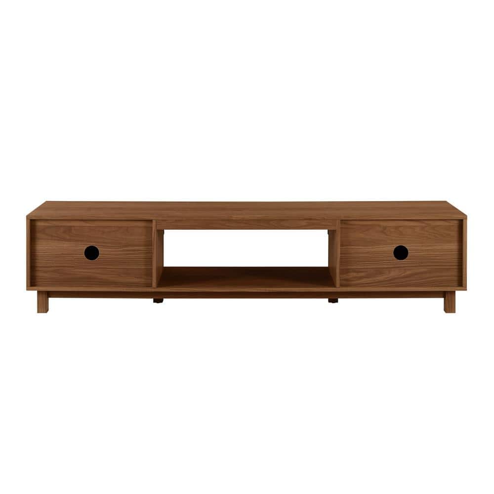 Mocha 70" Modern Fluted-Door TV Stand with Cabinet