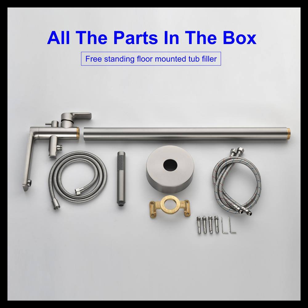 Brushed Nickel Single-Handle Floor Mount Tub Faucet