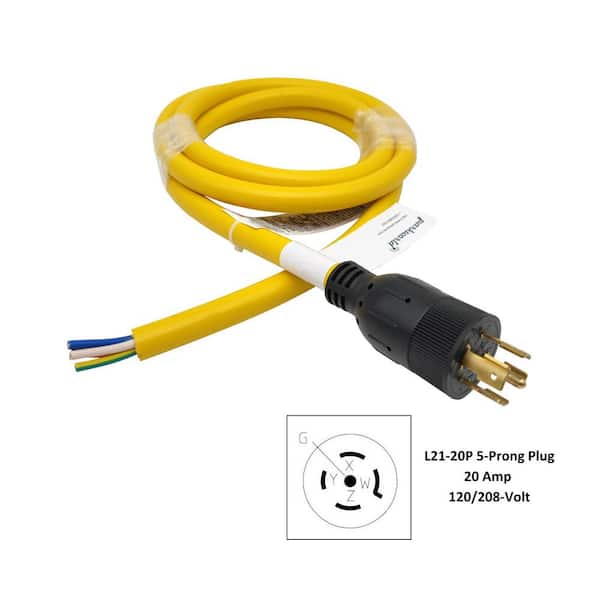 parkworld 8 ft. 12/5 20 Amp, Yellow 120-Volt/208-Volt Twist Lock