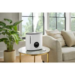 2 Gal. Ultrasonic Humidifier 360 Degree Turning Dual Nozzle Cool & Warm Mist for Large Room (600 sq. ft.) in Grey/White