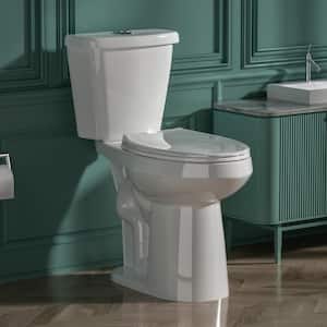 2-Piece Toilet 1.1/1.6 GPF Dual Flush Elongated Toilet 21 in. Tall Seat in White Map Flush 1000 g with Soft-Close Seat