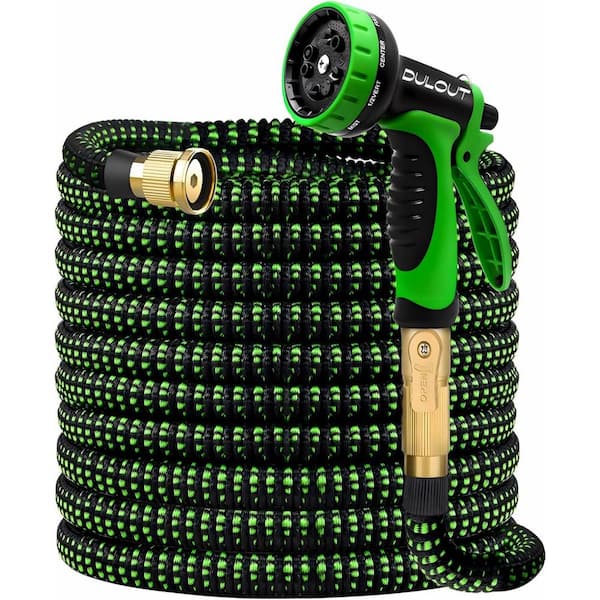 COOLSHARK 3/4 in. x 75 ft. Light Expandable Garden Hose W/ Storage Bag, 10-Function Nozzle, Wall Mount, Black and Green