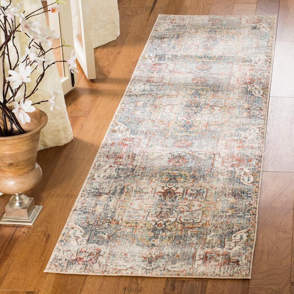 Vintage Persian 2 ft. x 5 ft. Charcoal/Olive Distressed Ornate Runner Rug