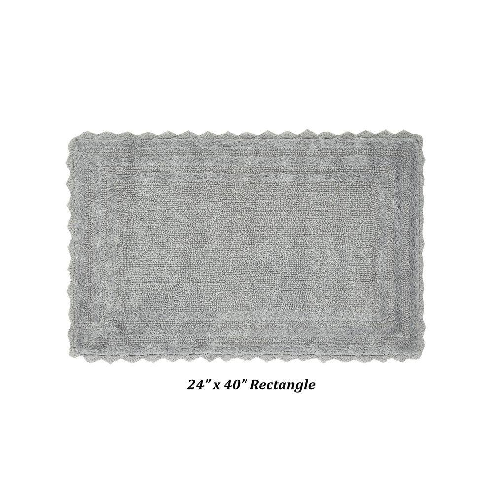 Gray 24" x 40" Cotton Crochet Reversible Bath Rug