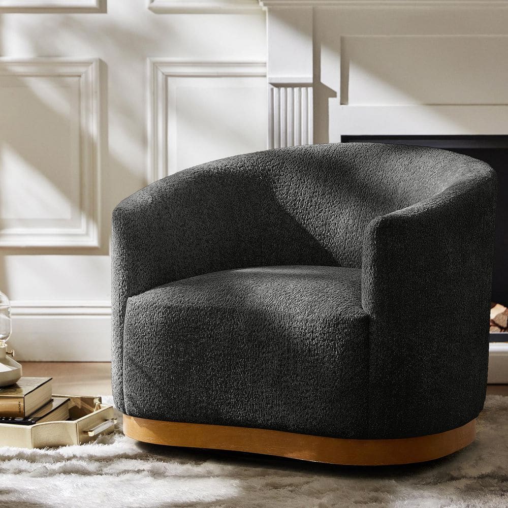 Elda Black Polyester Armchair with Curved Backrest and 360° Swivel Base price history on PriceWatchPro