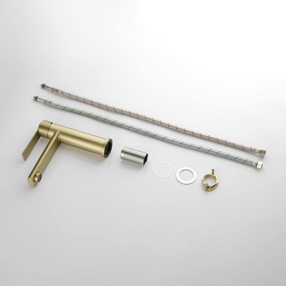 Brushed Gold Brass Single Handle Bathroom Faucet