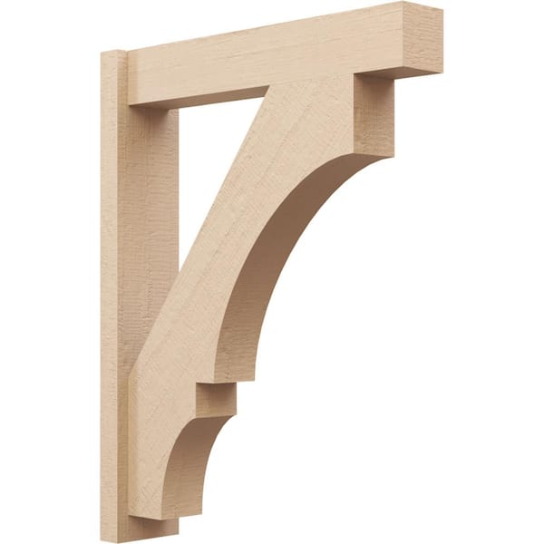 Ekena Millwork 6 in. x 36 in. x 28 in. Balboa Block Rough Cedar Woodgrain Timberthane Polyurethane Outlooker, Primed Tan