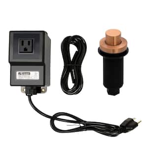 Garbage Disposal Air Switch Kit, Dual Outlet, Solid Brass Button, Antique Copper Long Button Air Switch - AK79003B