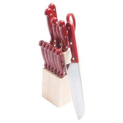 Home Basics KS44845 Block in Knife Set (13 Piece), One Size, Red