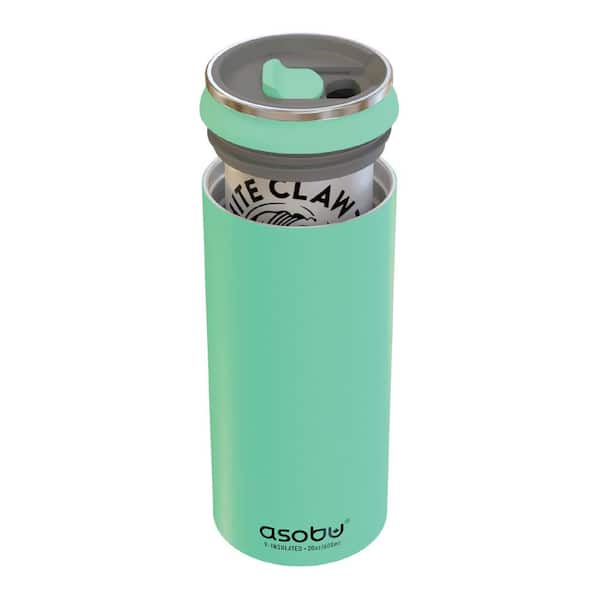 ASOBU Double-Walled Vacuum-Insulated Stainless Steel Multi-Can Cooler Sleeve with Reusable Pocket Straw (Mint Green)
