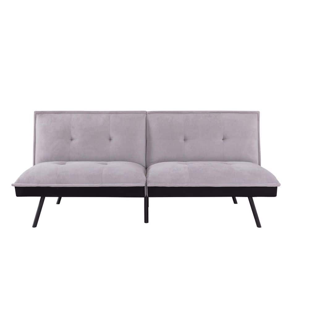 Mid Century Modern 71.7 In. Armless Faux Leather Square Sofa Chair, Collapable Sofa with Invisible Storage in. Purple