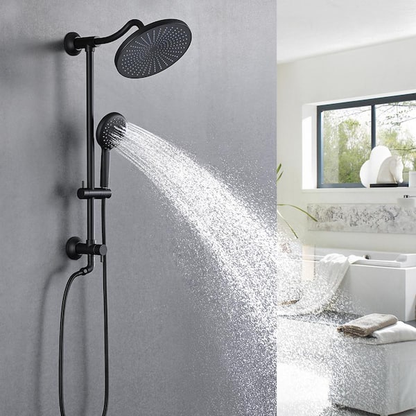 Mark 5-Spray Wall Slide Bar Round Shower Faucet with Handheld Shower in Matte Black (Valve Not Included)