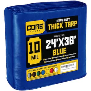 24 ft. x 36 ft. Blue 10 Mil Heavy Duty Polyethylene Tarp, Waterproof, UV Resistant, Rip and Tear Proof