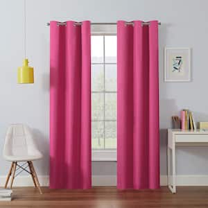 Kendall Raspberry Polyester Solid 42 in. W x 63 in. L Grommet Blackout Curtain (Single Panel)
