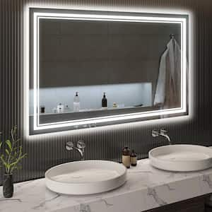 60 in. W x 40 in. H Large Rectangular Frameless Anti-Fog Wall-Mounted LED Bathroom Vanity Mirror