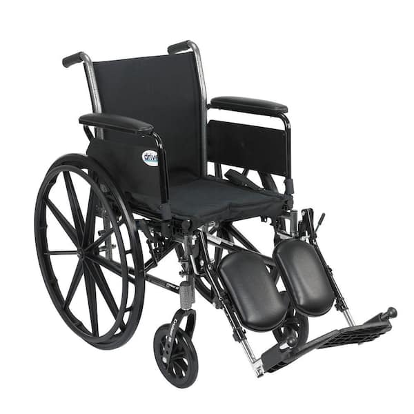 Drive Medical Cruiser III Light Weight Wheelchair with Removable Flip Back Full Arms and Elevating Legrest